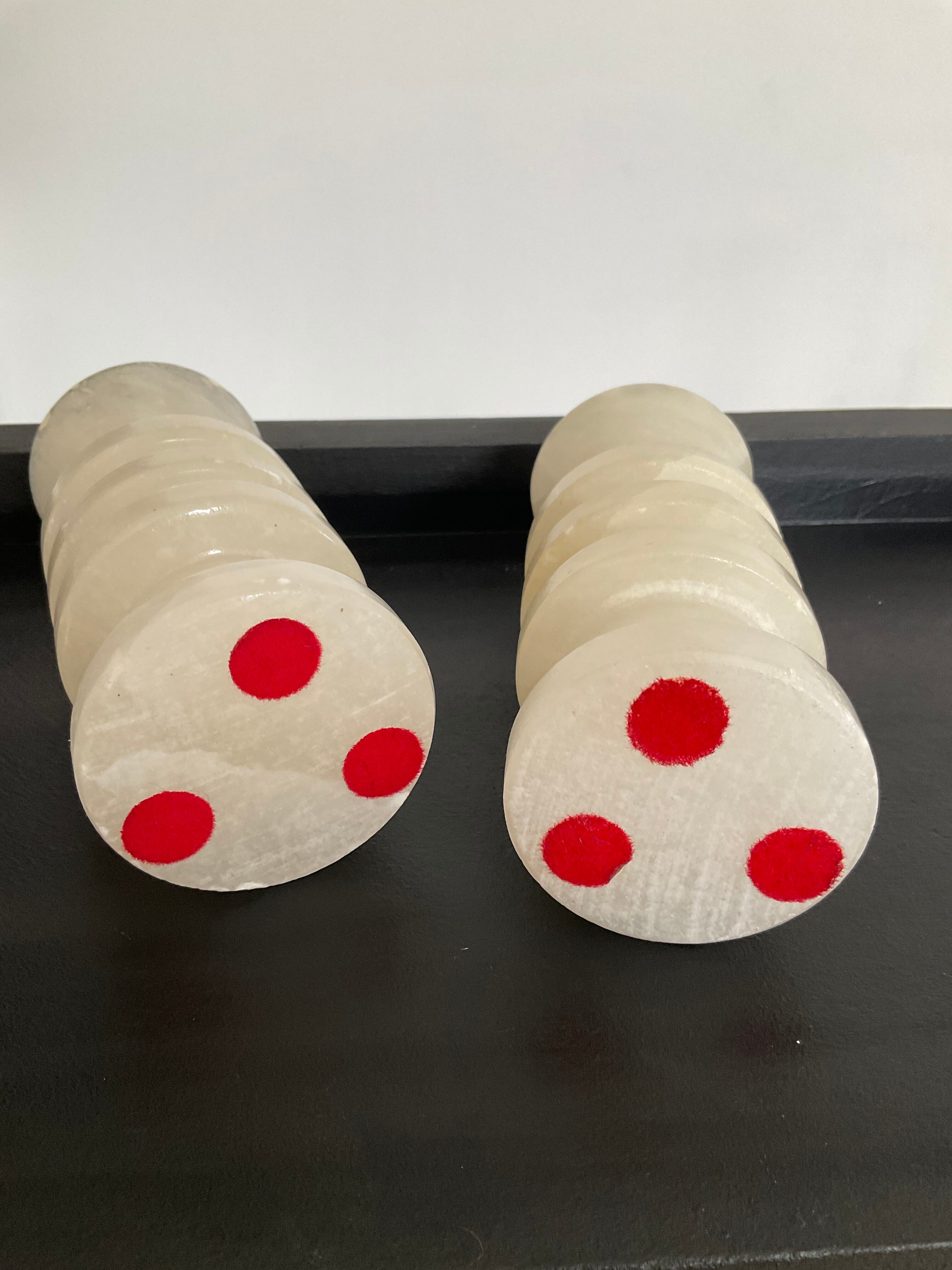 Pair of vintage alabaster candle holders