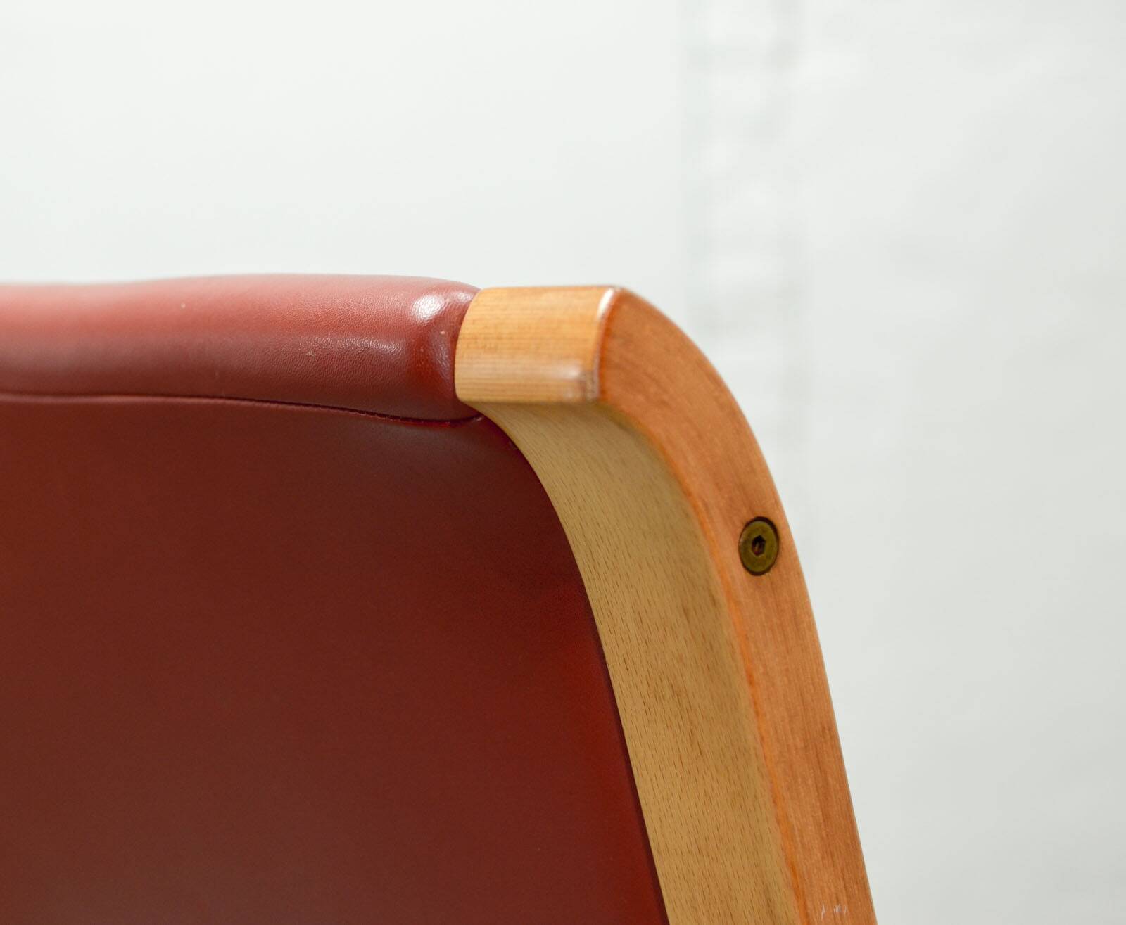 Padded Red Leather High Back AX Lounge Chairs by Hvidt and Molgaard Nielsen