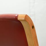 Padded Red Leather High Back AX Lounge Chairs by Hvidt and Molgaard Nielsen