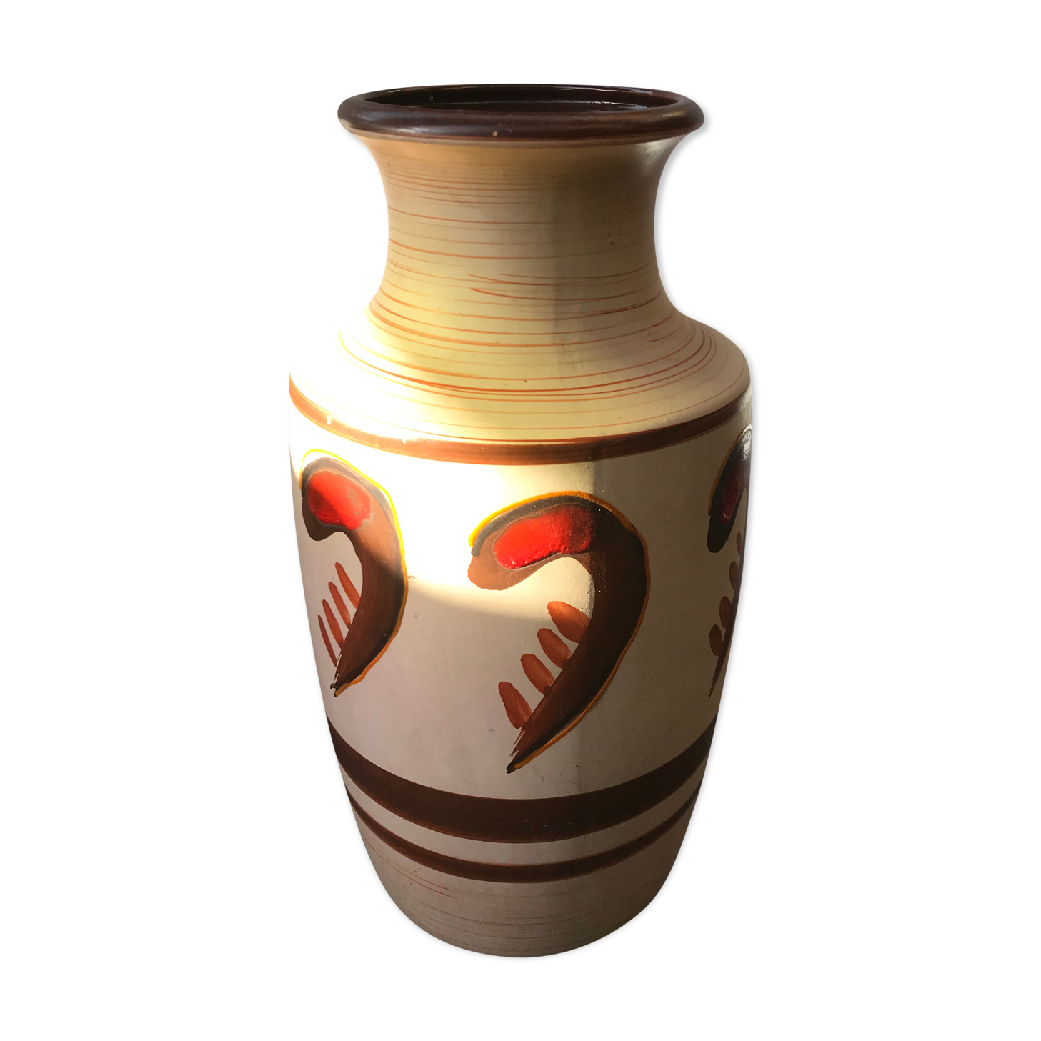 Former Vase Grand Ceramics Beige - Painting Germany 70s Vintage