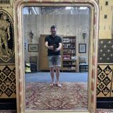 Louis Philippe period mirror in gilded stucco 100x147cm