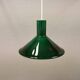 Green glass hanging lamp in double layer glass. Designed by Michael Bang for Holmegaard Denmark 1972