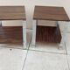 Pair of vintage 70s chrome zebrano wood bedside tables
