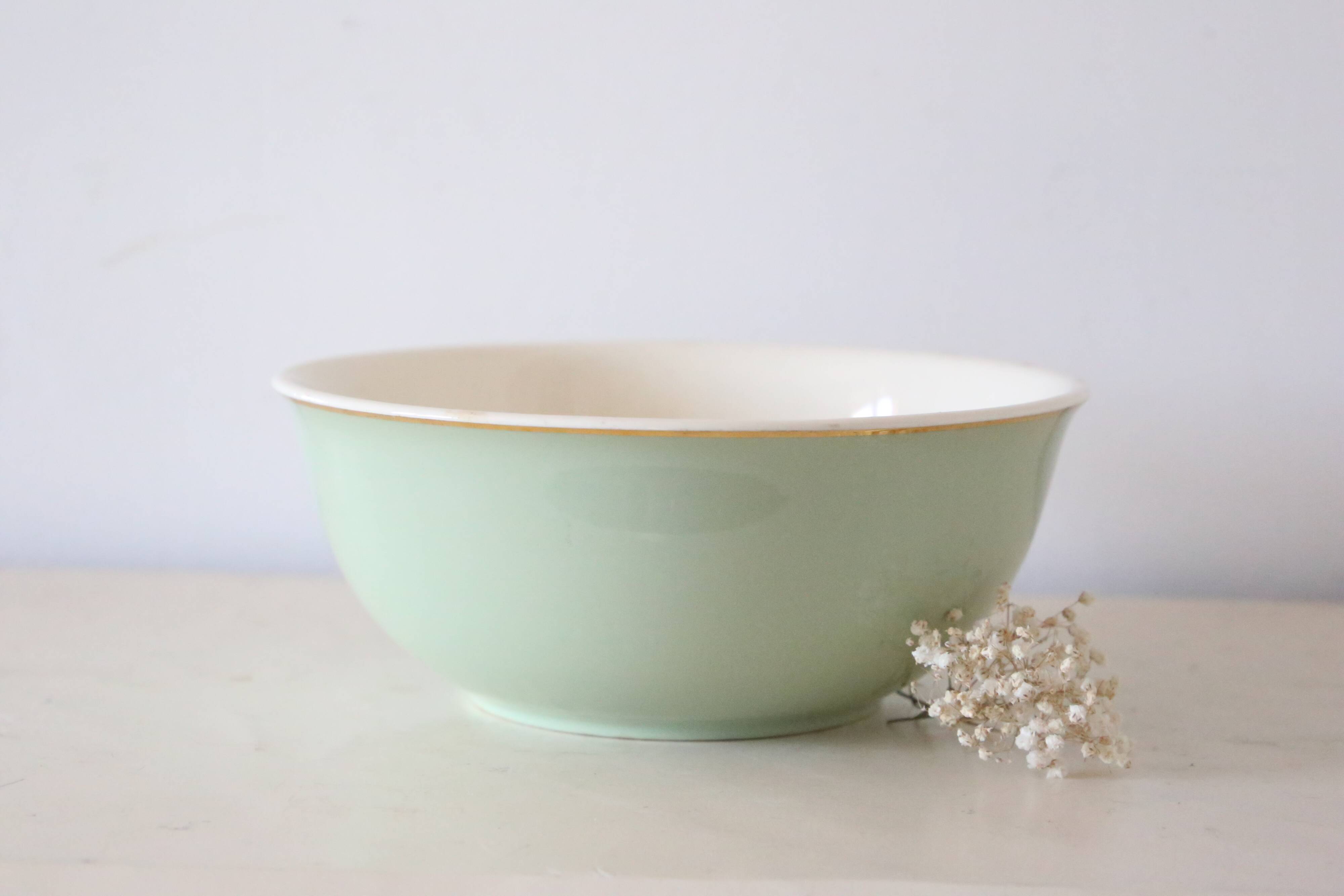 Green mint salad bowl, Villeroy and Boch, vintage