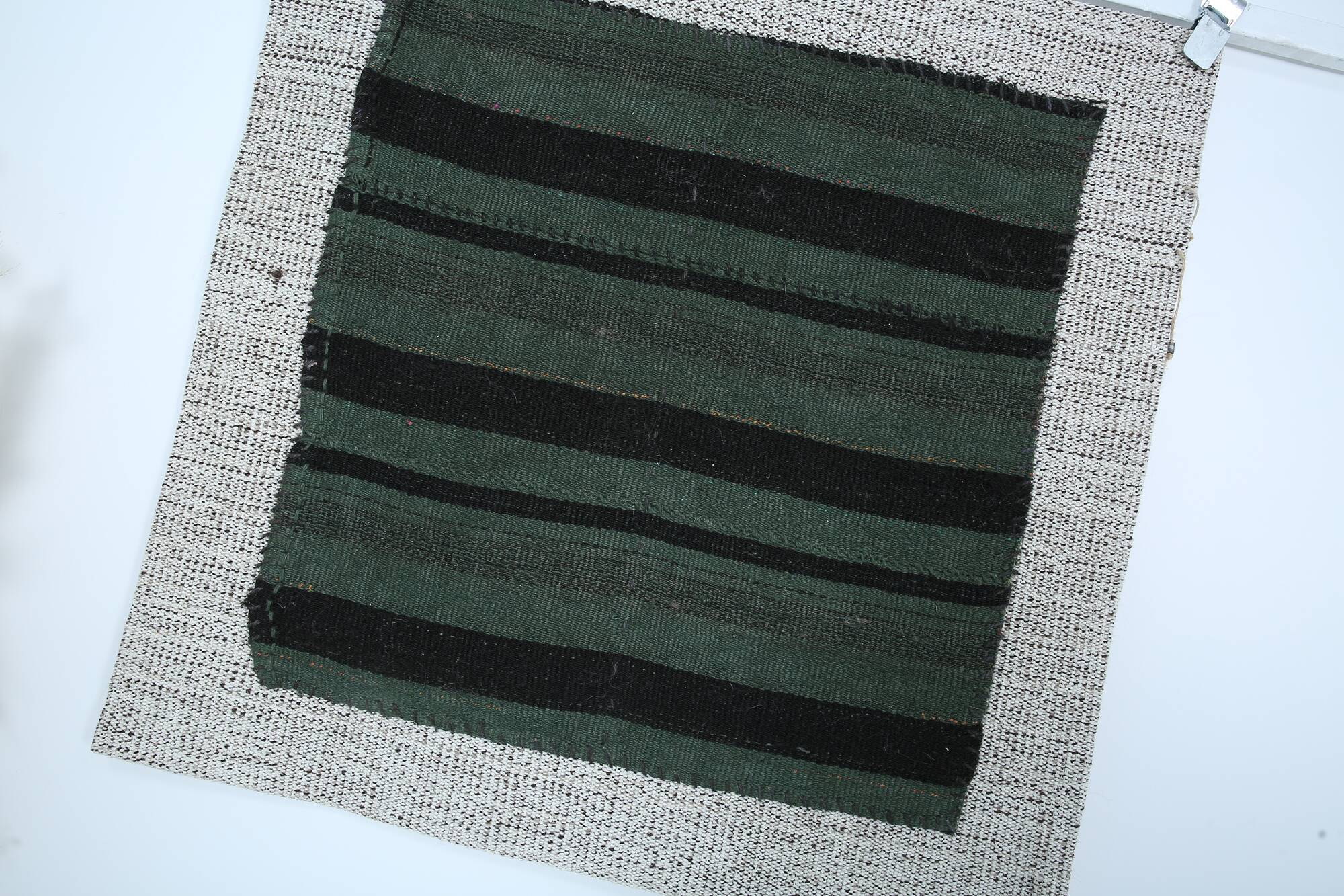 Green & Black Vintage Kilim Rug, 86x86Cm