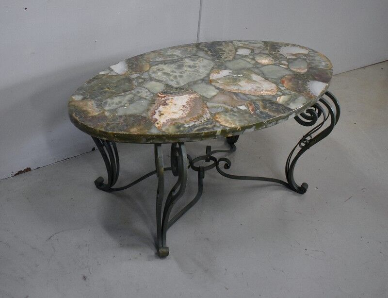 Marble and Forged Iron Low Table - 1950