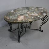 Marble and Forged Iron Low Table - 1950