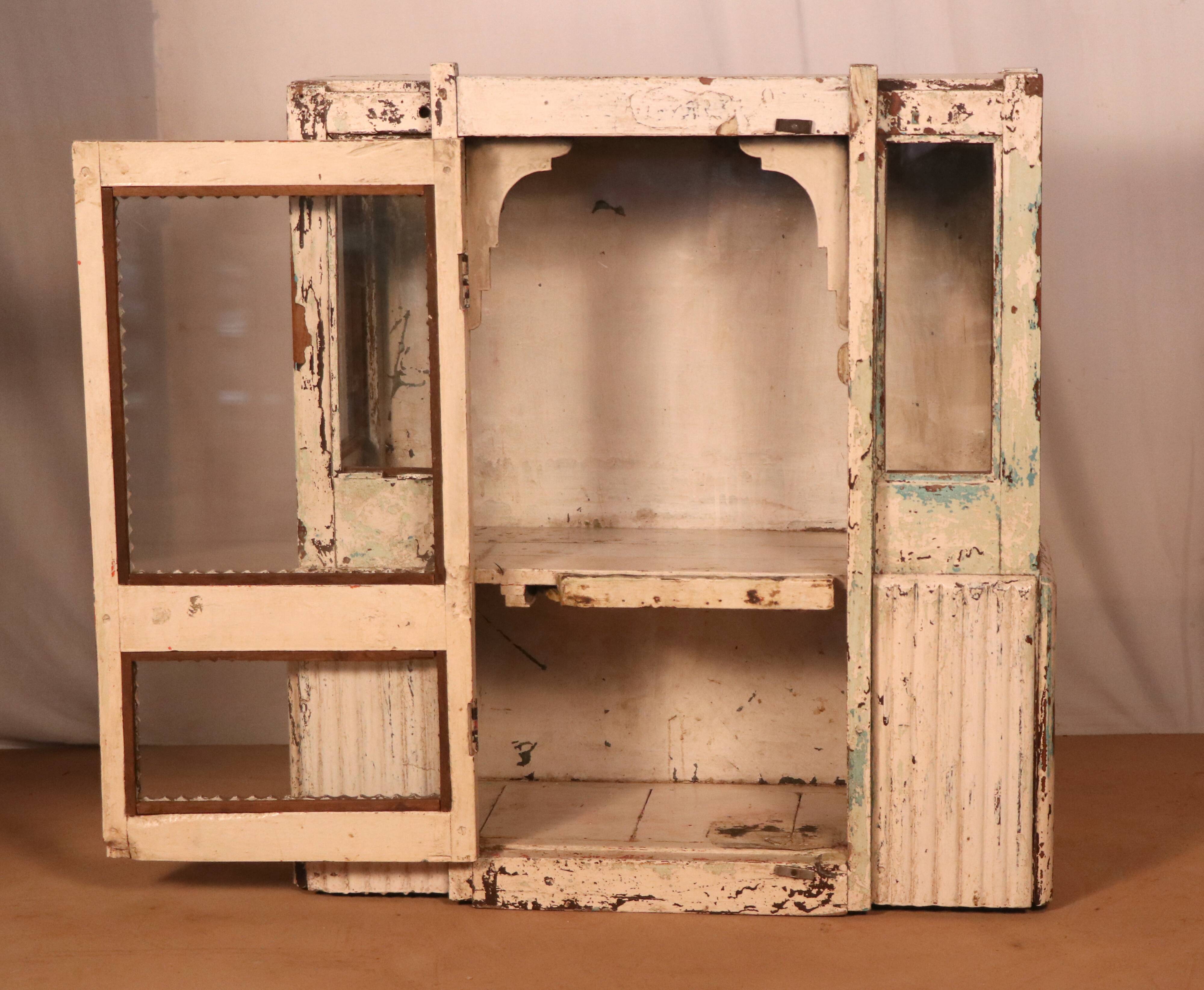 Former art deco cabinet in original burmese teak ecru patina