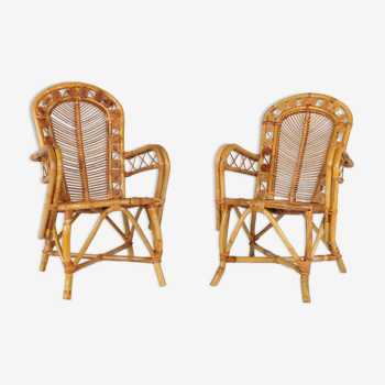 2 fauteuils bambou “wicker chairs”