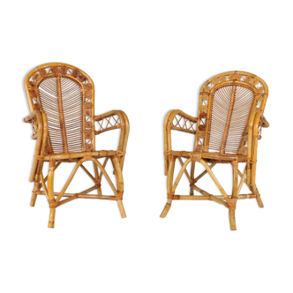 2 fauteuils bambou “wicker chairs”