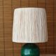 Lamp "ball" in green stained wood, raffia lampshade, 70s