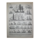 Engraving sailing boat and ship 2 original lithograph from 1898