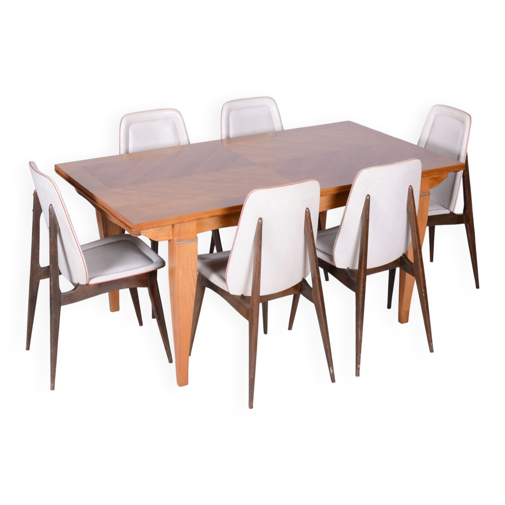 Art Deco Oak & Spruce Folding Table attributed to J. Leleu, France, 1920s
