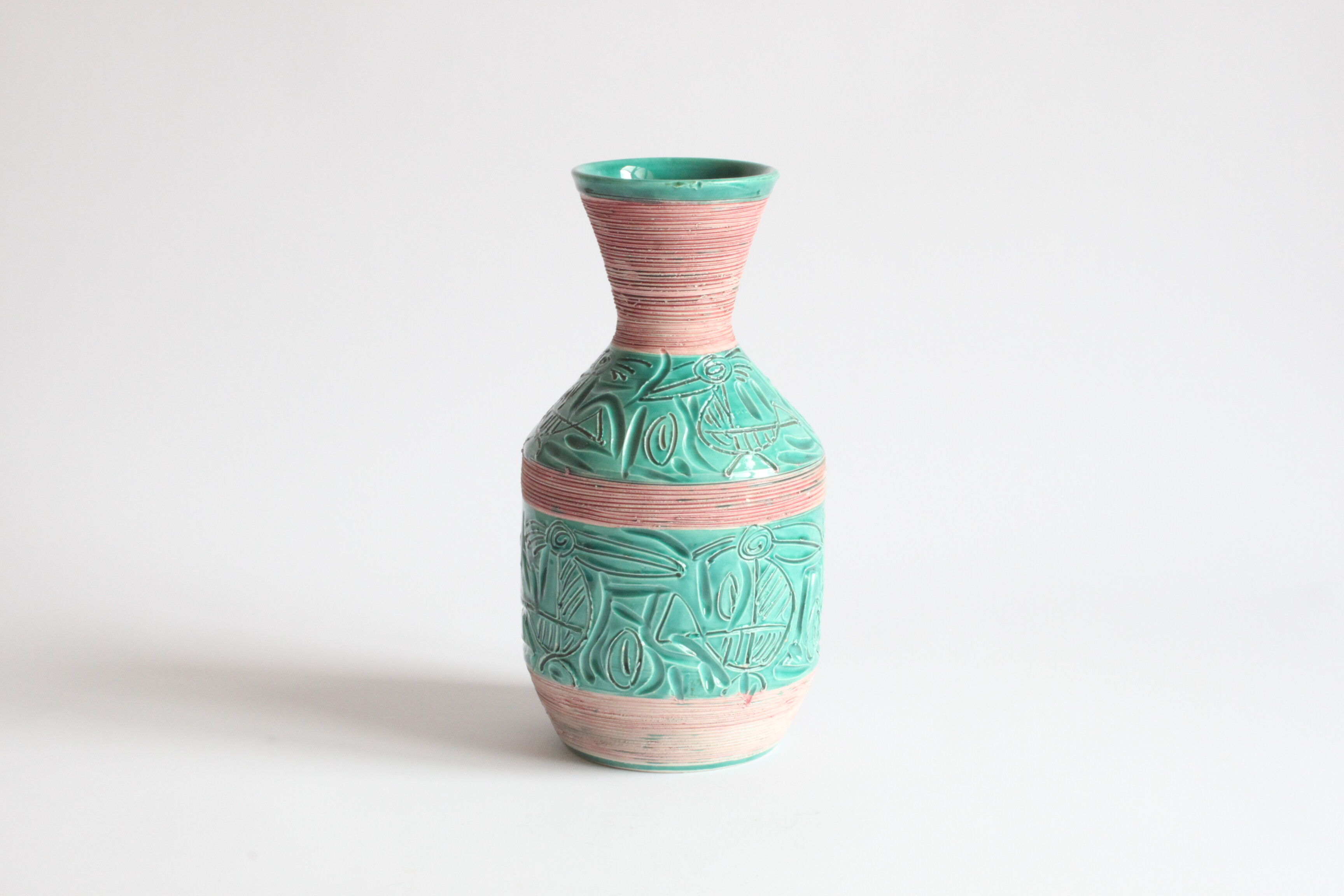 Vase avec pélicans par Fratelli Fianciulacci sgraffito , italie, années 1960
