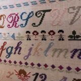 French vintage very large cross stitch sample exercise, 1977