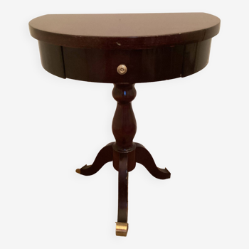 Bedside table / half-moon pedestal table in lacquered wood, vintage 60s