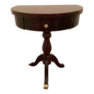 Bedside table / half-moon pedestal table in lacquered wood, vintage 60s