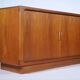 Teak sideboard by dyrlund, sliding door dresser, danish design, 1960s