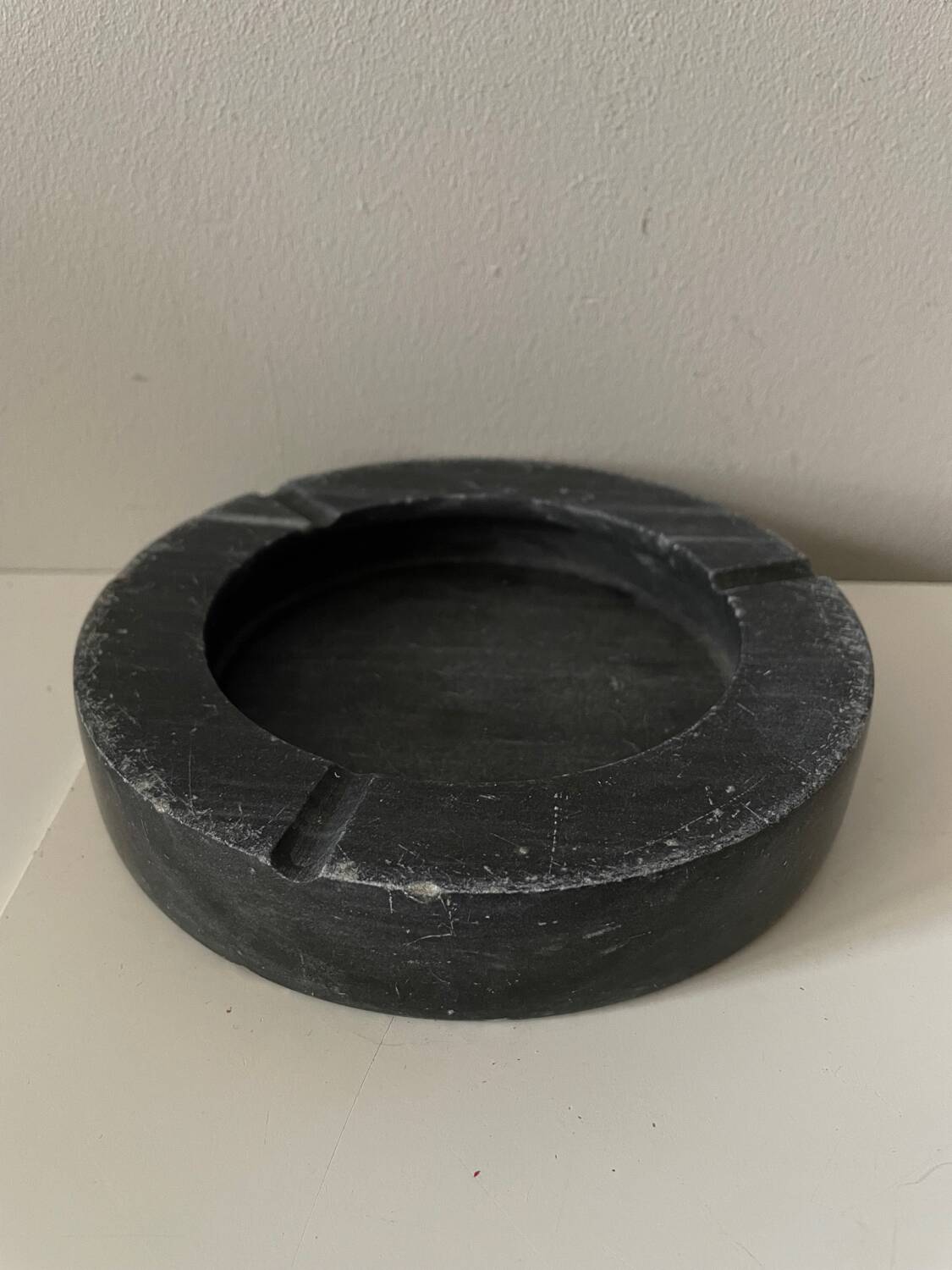 Dark Gray Black Marble Ashtray