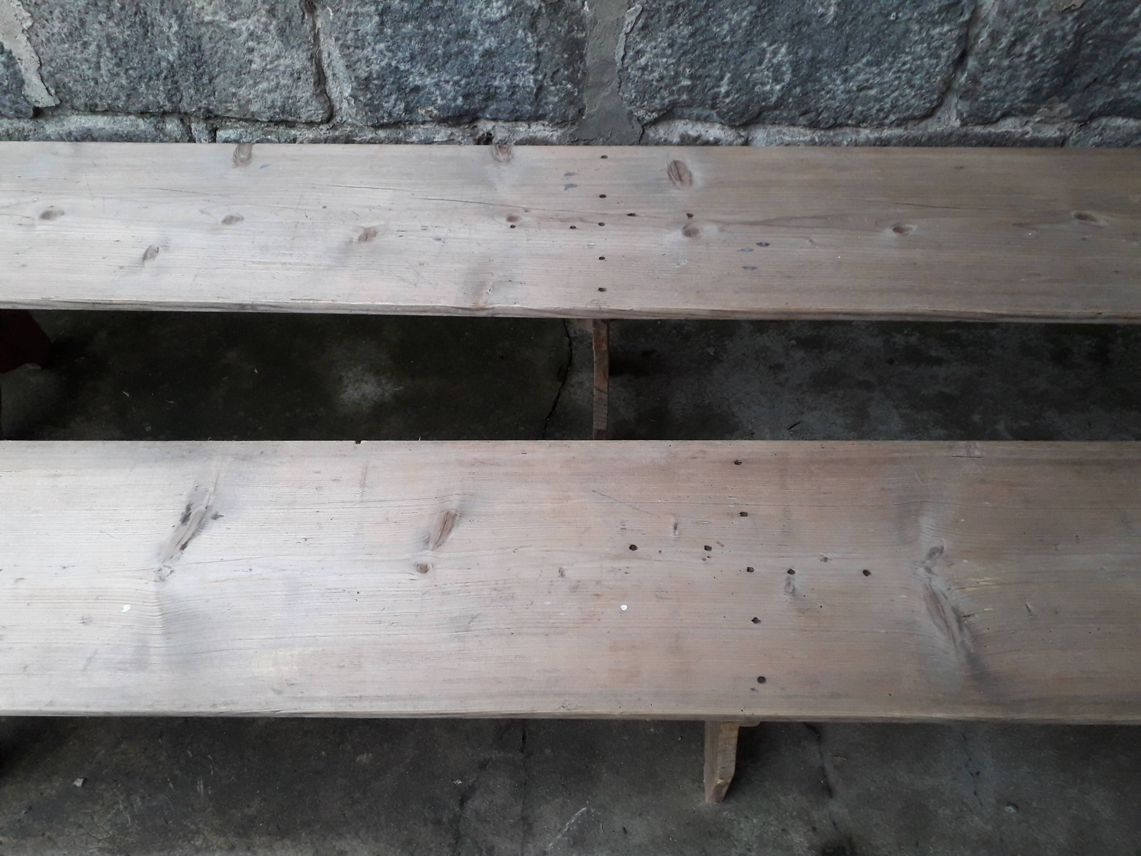 Pair of rustic benches 265 cm