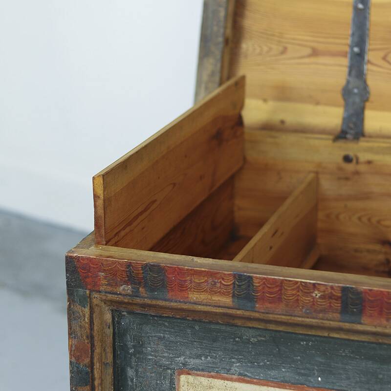Folk art painted bridal chest