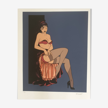 Lithographie signée et numérotée de Philippe Berthet : PIN-UP "Poison Ivy Glamour"