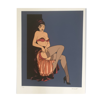 Lithograph signed and numbered by Philippe Berthet : PIN-UP "Poison Ivy Glamour"