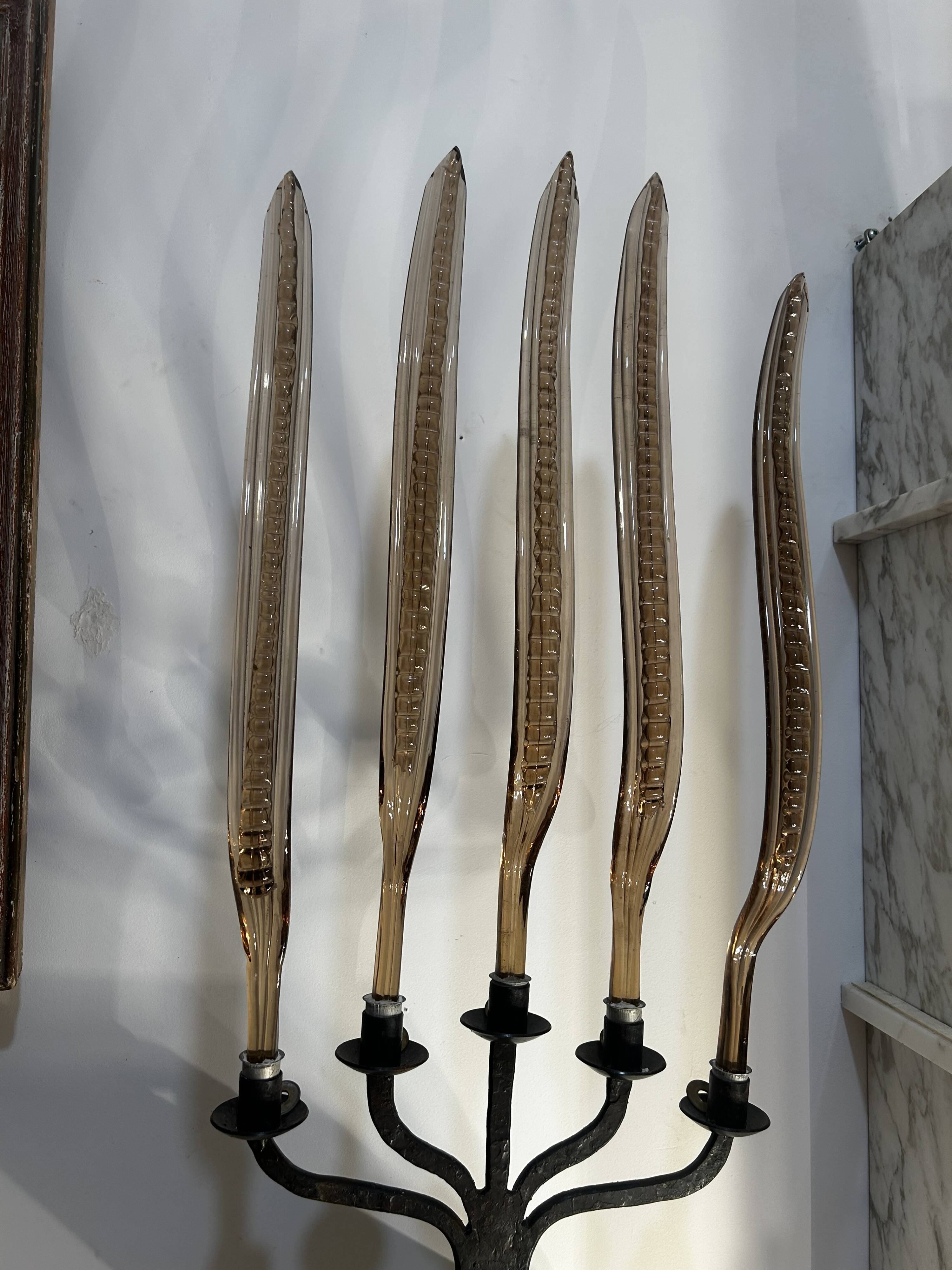 Metal candlestick, Murano glass ornament