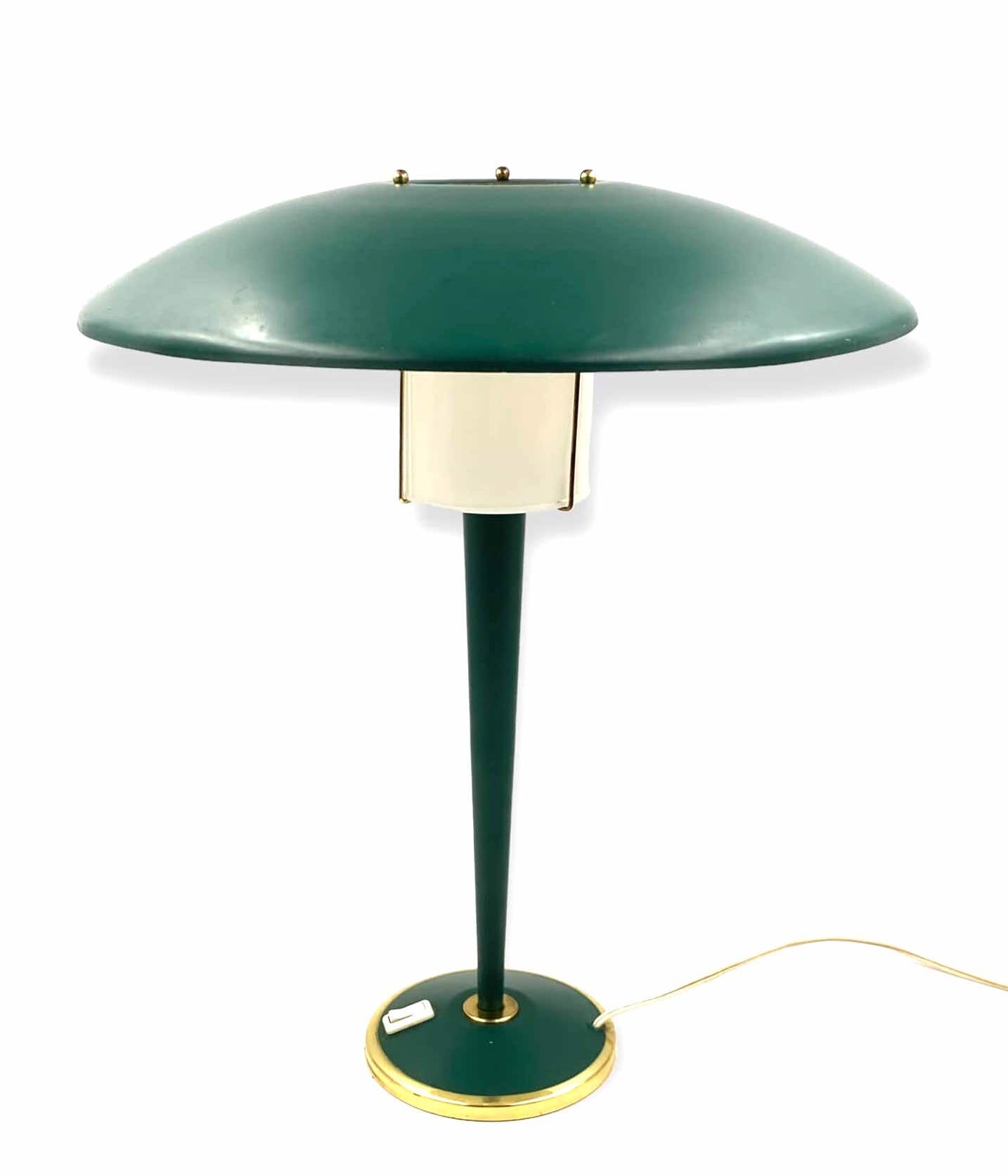 Modernist petrol green table lamp, France 1960s