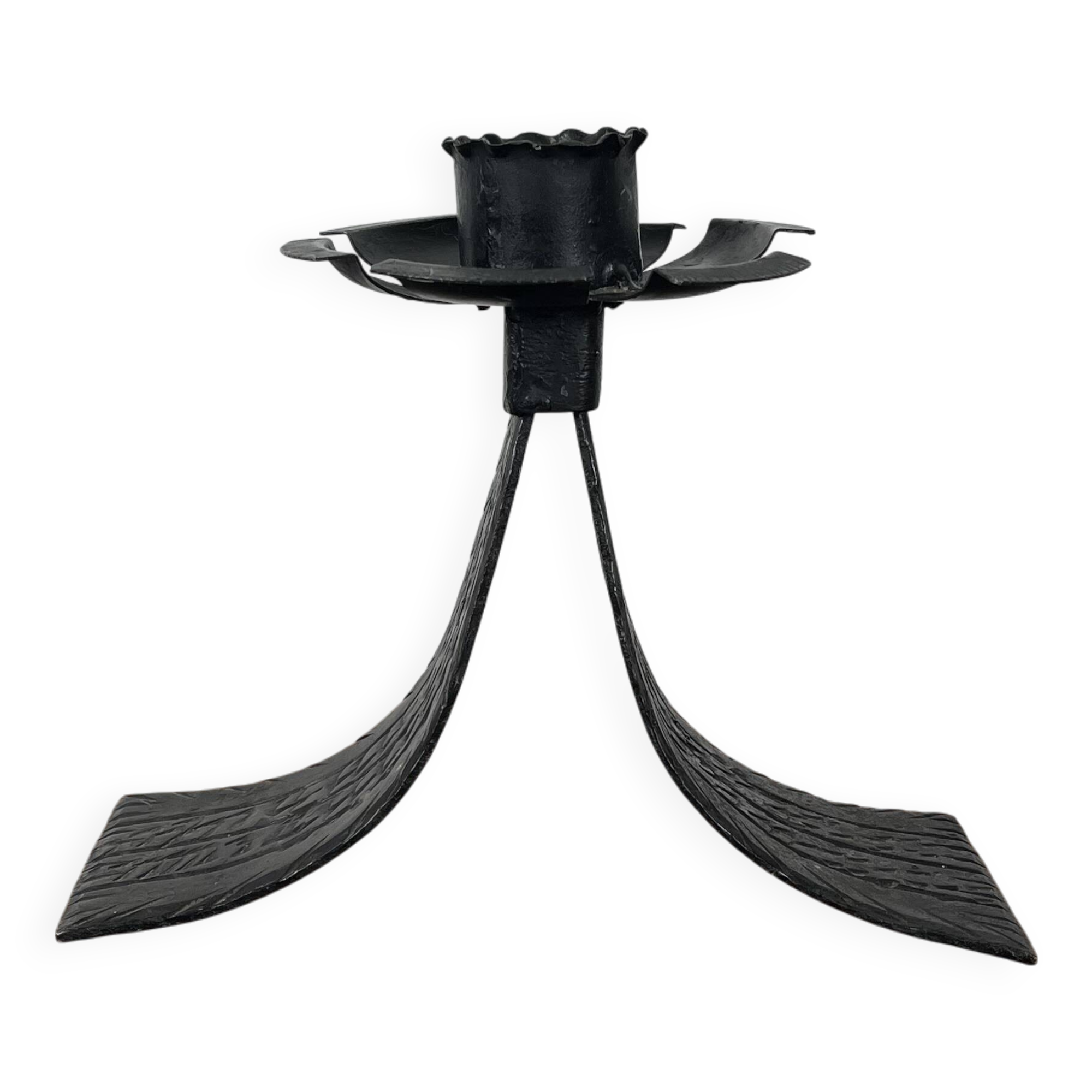 Vintage black wrought iron candle holder. 1960s/70s