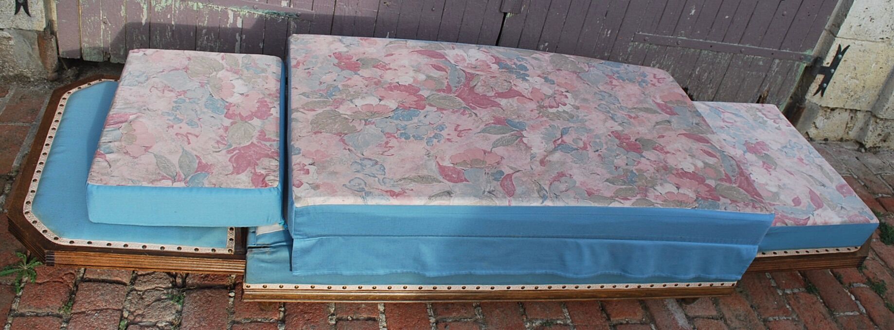 Vintage blue padded bench