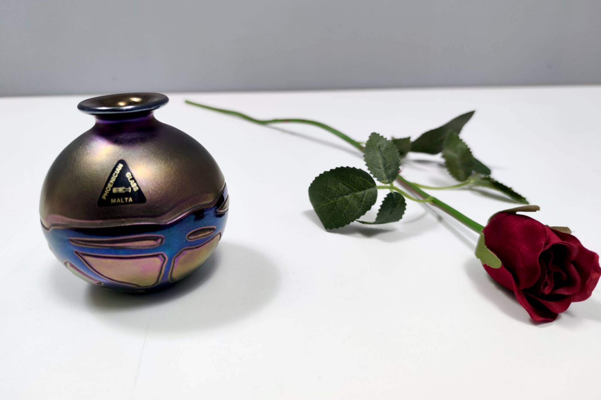 Opalescent Mdina Glass Vase from Malta