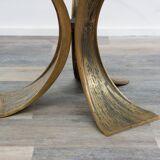 Table basse en verre, design années 80, Luciano Frigerio. Design brutaliste