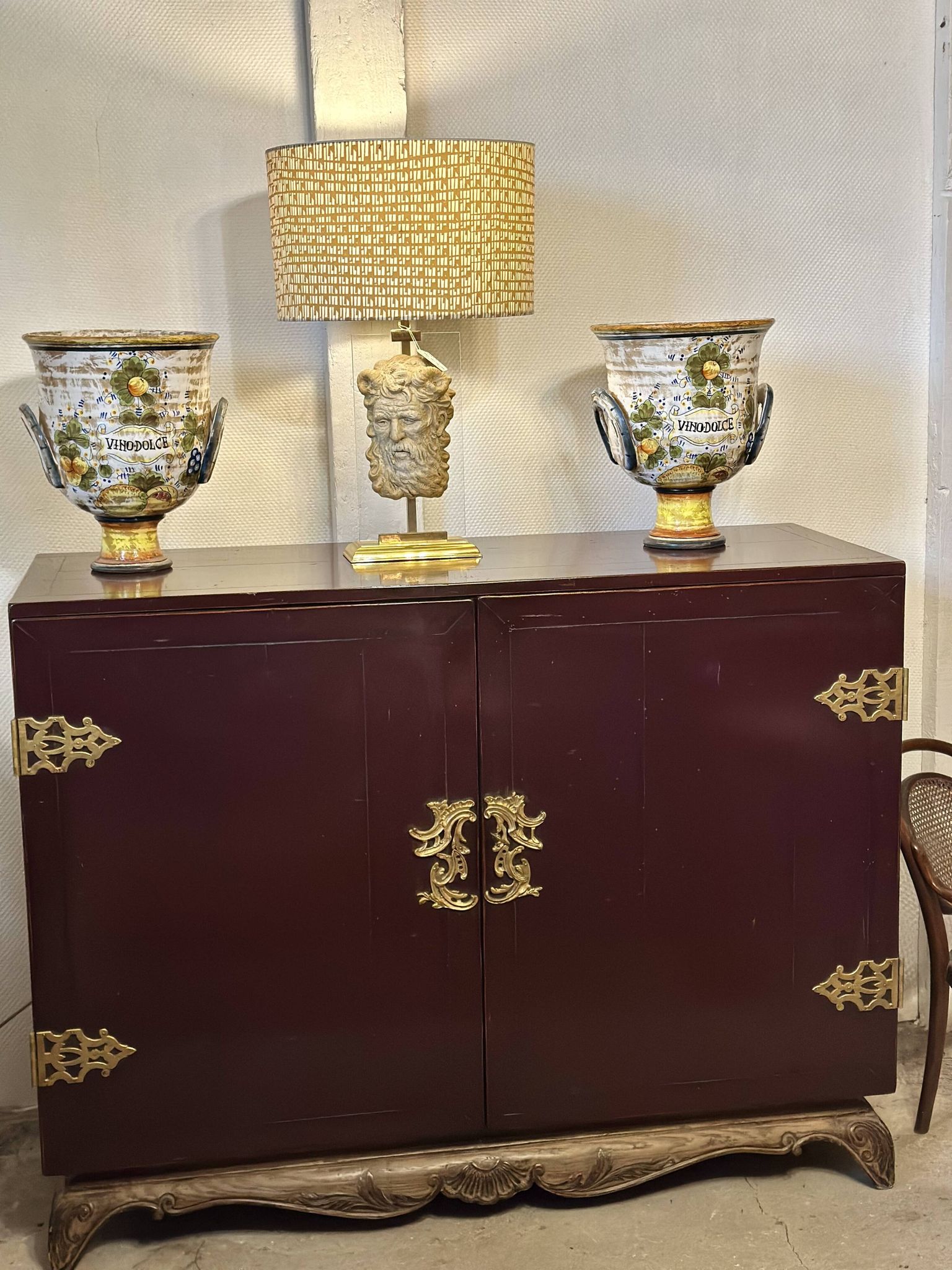 1950's lacquered wood and brass sideboard
