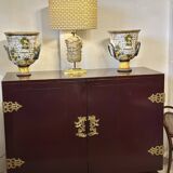 Meuble buffet en bois laqué et laiton 1950'S