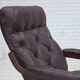 1970s, Scandinavian armchair, brown furniture leather, bent wood.