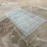 Desk glass top and vintage plexiglass foot