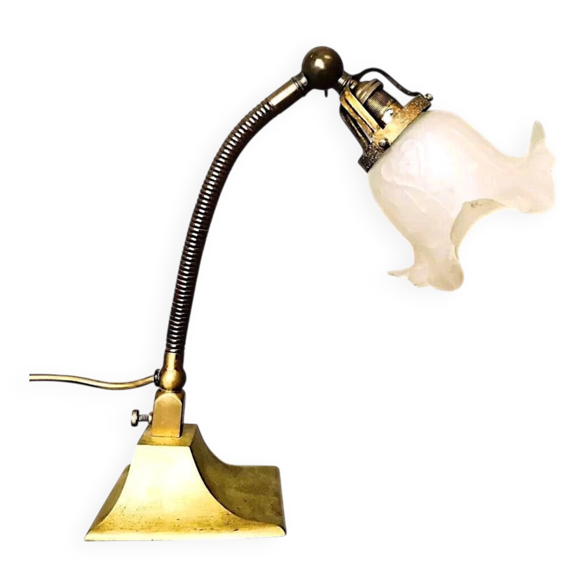 Lampe de table flexible en laiton Art Nouveau