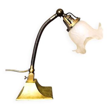 Art Nouveau brass flexible table lamp
