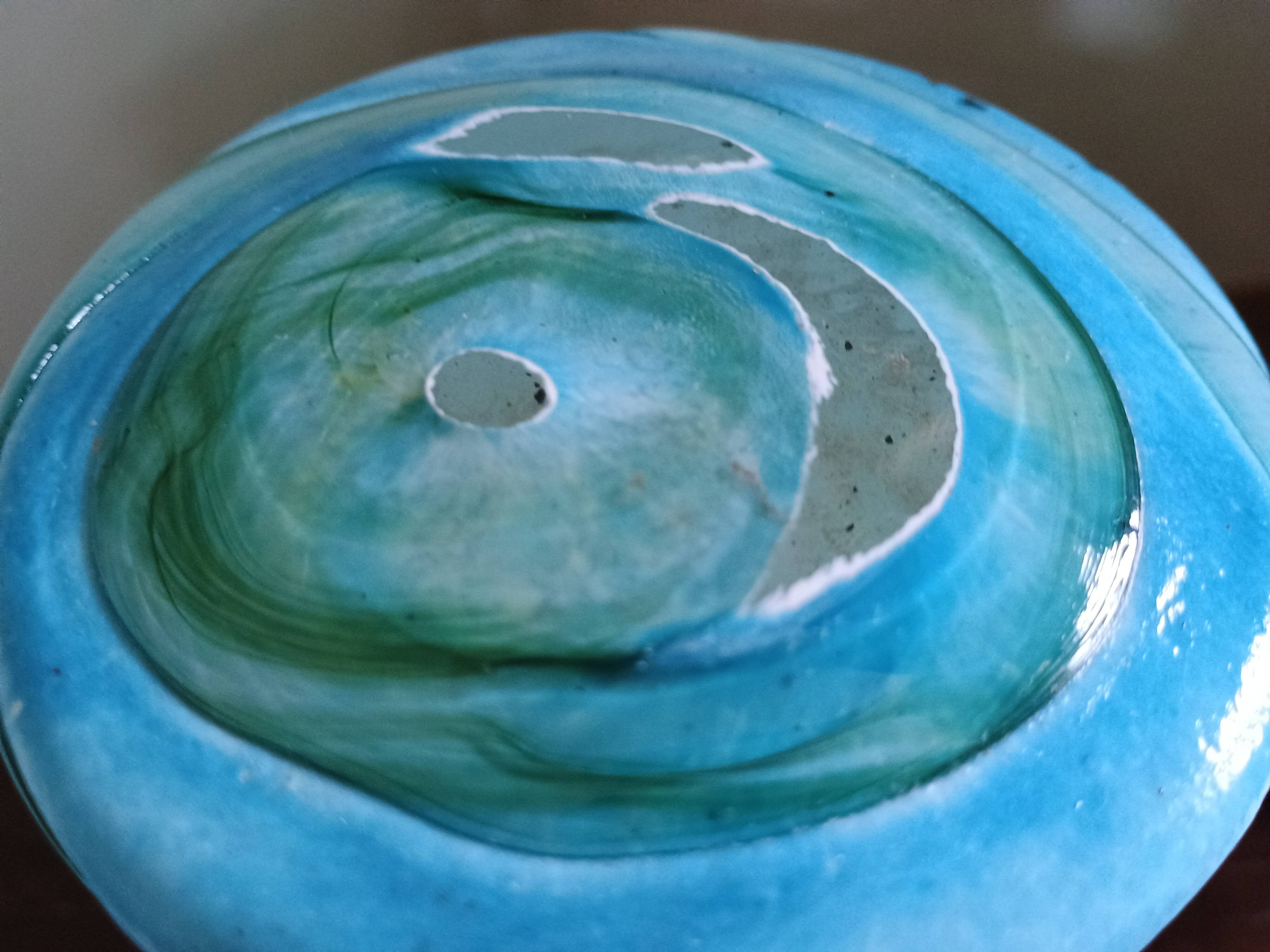 GOZO Malta - Vintage vase model "Algues" - blue & green glass