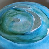 GOZO Malte - Vase vintage modèle "Algues" - verre bleu & vert
