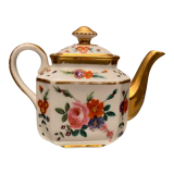 Selfish porcelain teapot Old Paris floral decoration polychrome and gold nineteenth