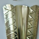 Pair of mid-century Swedish brass shield shape sconces