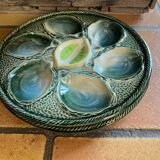 Lot de 2 assiettes à huîtres Saint Clément en barbotine
