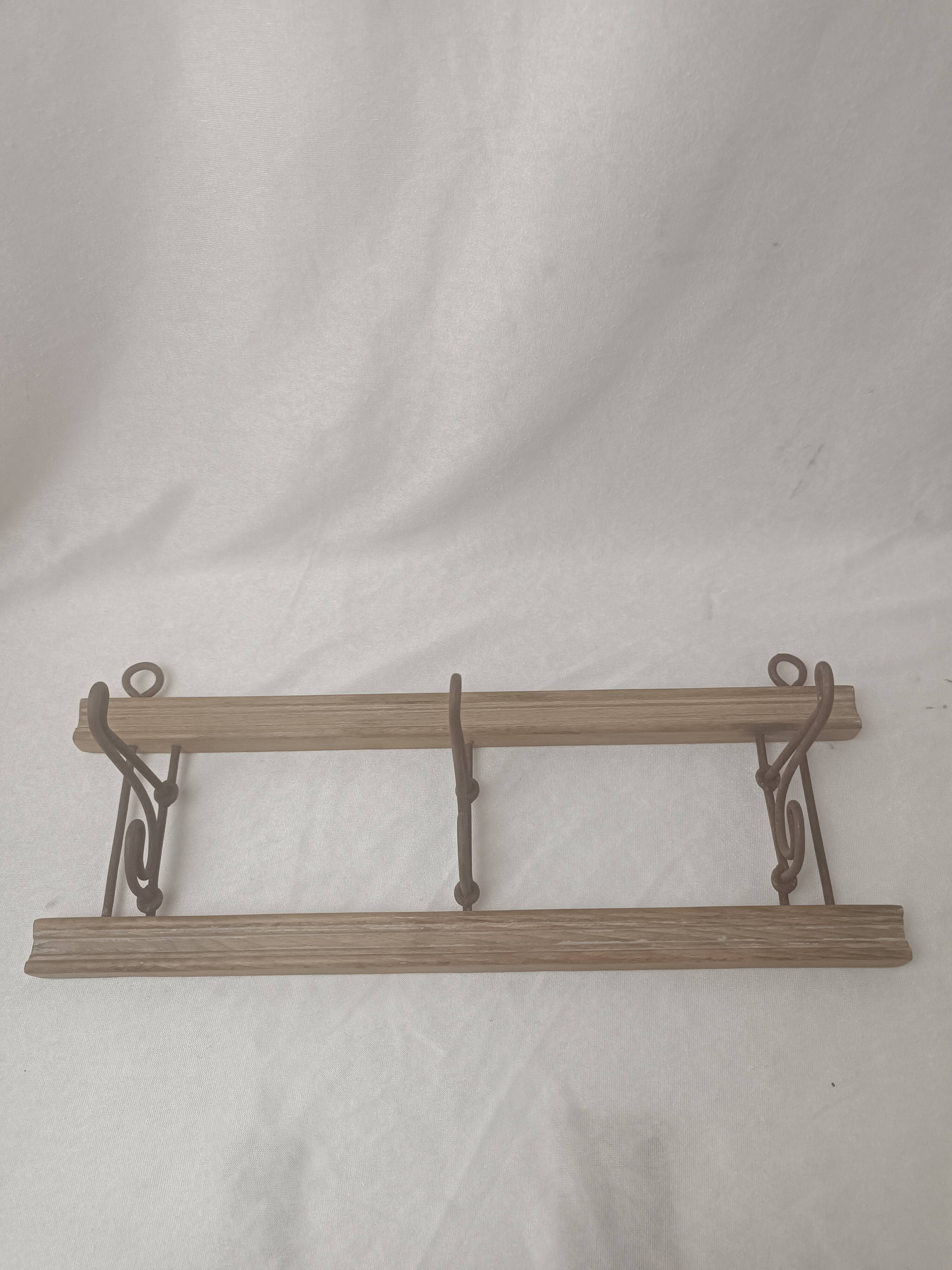 Coat rack/wood & iron hooks
