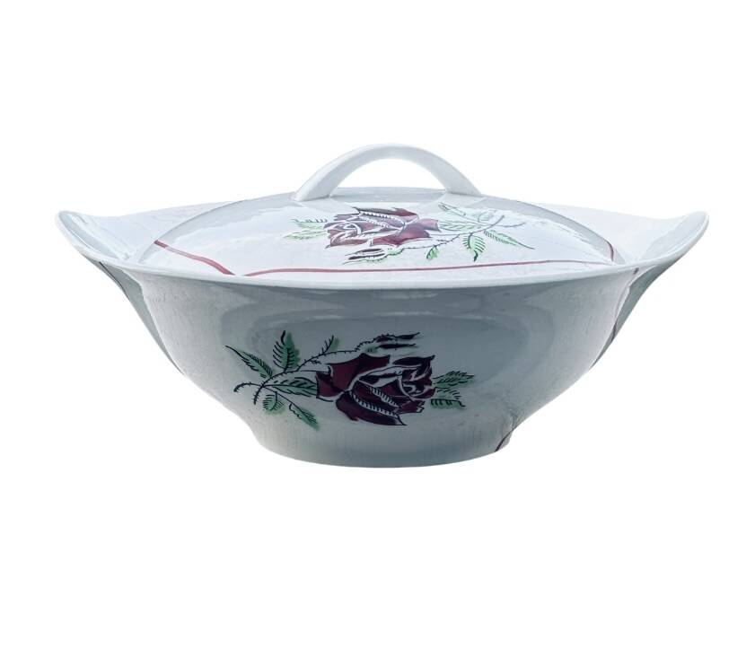 Vegetable dish "Dominique" Céranord Saint-Amand – Hand-decorated – 1950s