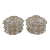 Pair of transparent glass pendant lights