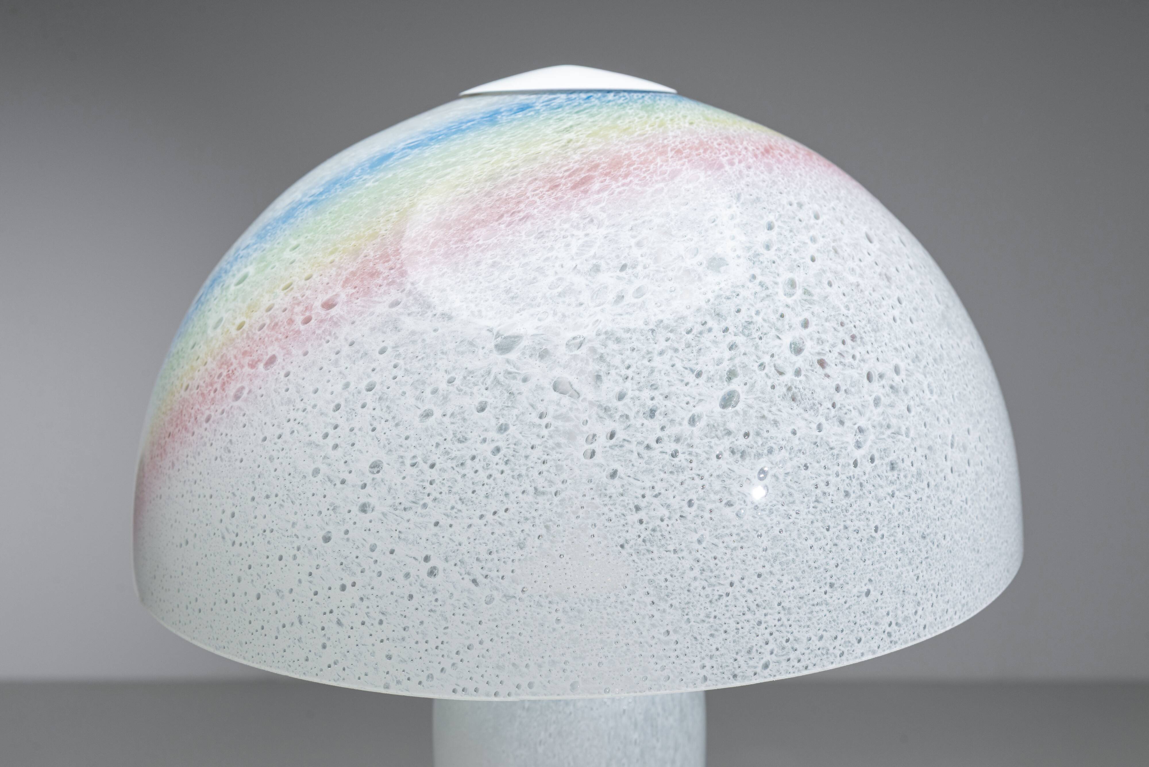 Doria table lamp in bubble glass with rainbow coloured details