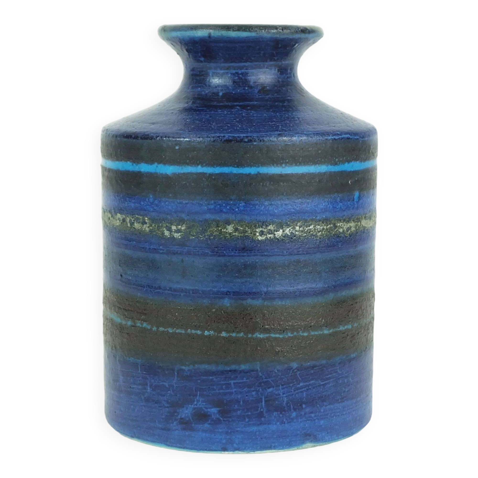 Vase du milieu du siècle bruno gambone, studio de poterie italien, décor à rayures