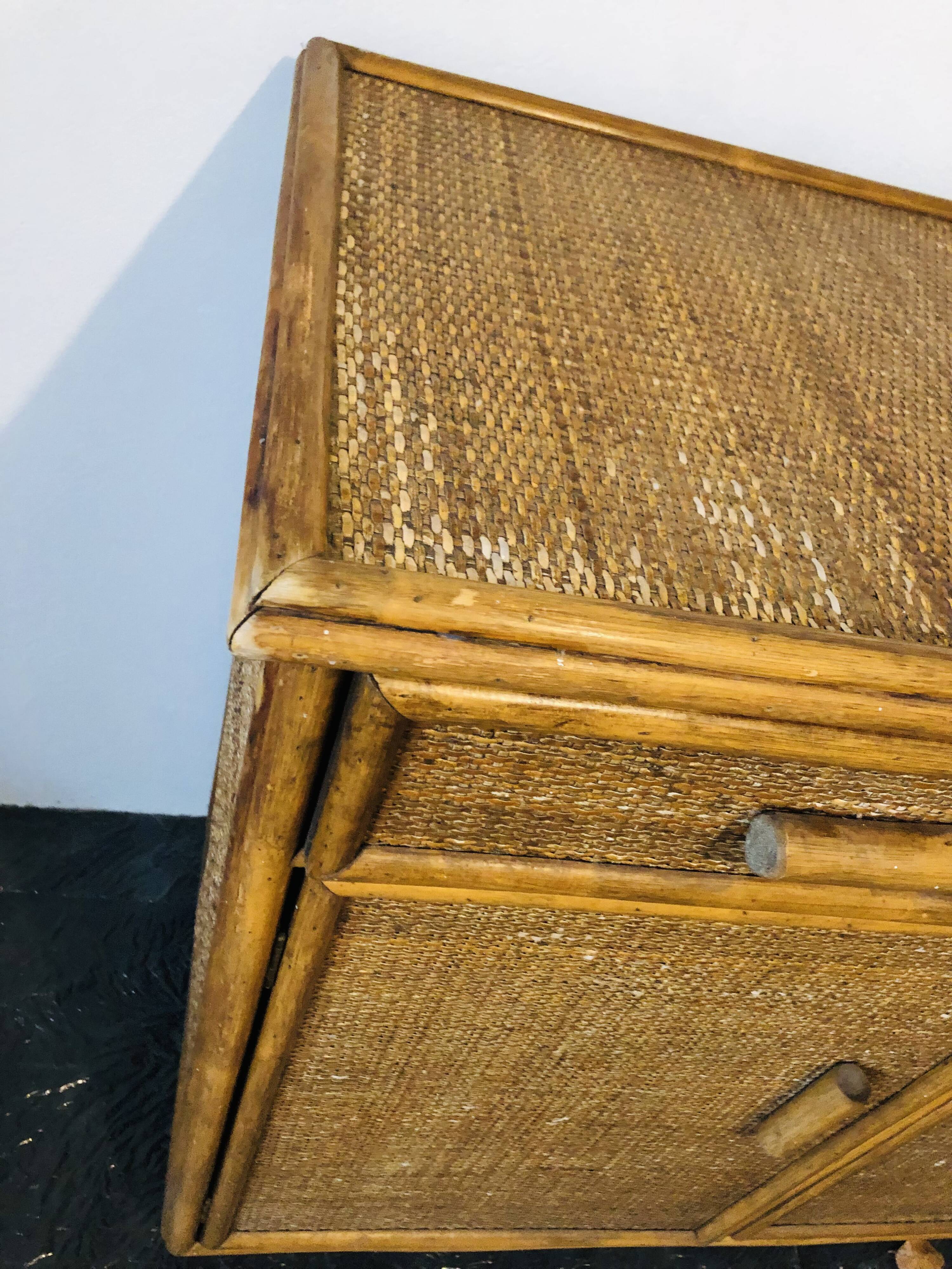 Woven rattan and bamboo buffet—Vivai del Sud, Italy circa 70s